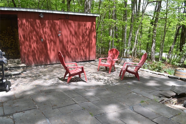 237 Trout Brook Rd, Roscoe, NY 12776 - view of patio featuring an outdoor structure