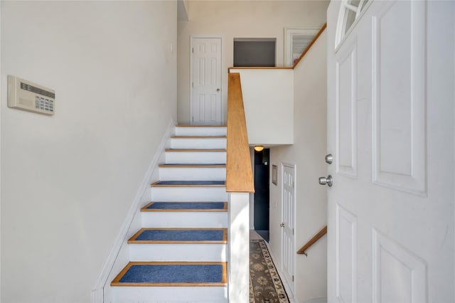 stairs with baseboards