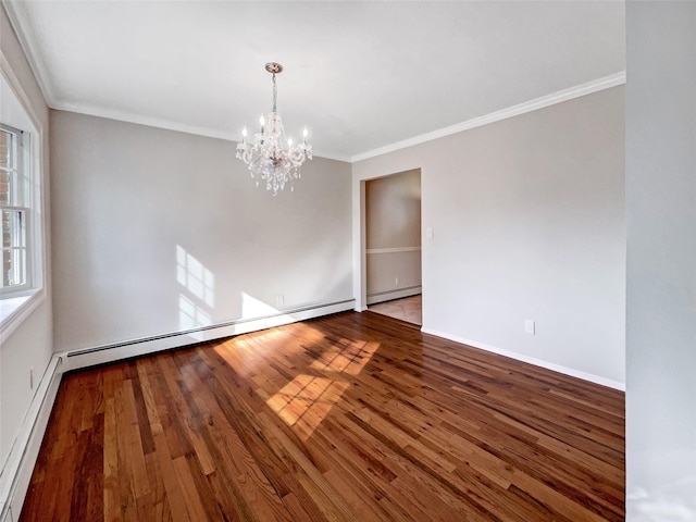 1 Charter Ln, Smithtown, NY 11787 - unfurnished room with baseboard heating, ornamental molding, and wood finished floors