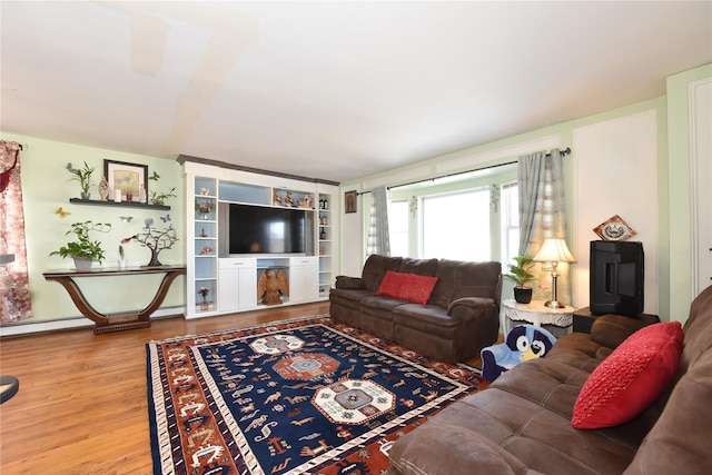 living room with wood finished floors