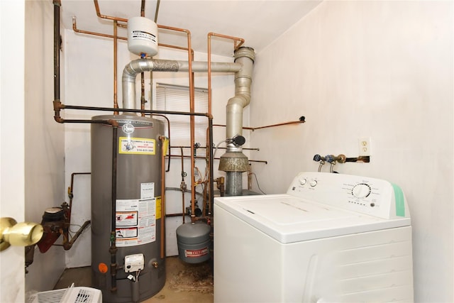 utilities with gas water heater and washer / clothes dryer