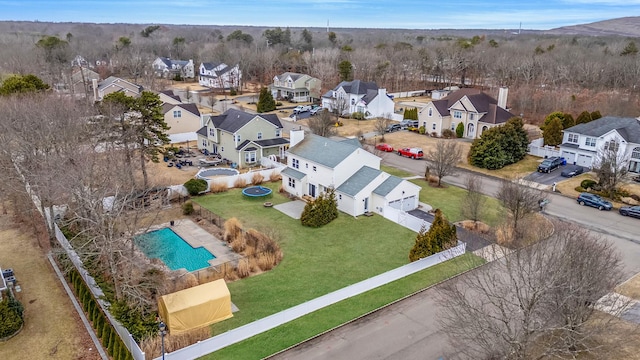 drone / aerial view featuring a residential view