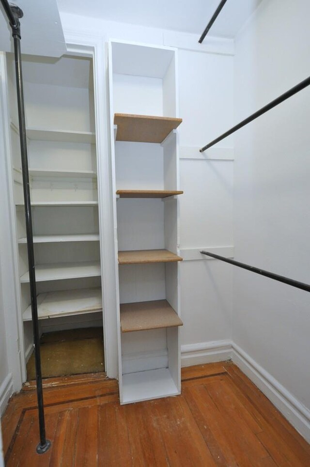 spacious closet with hardwood / wood-style flooring