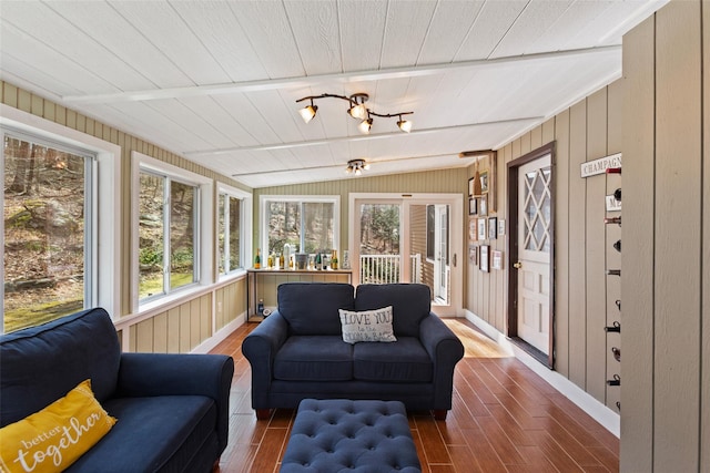 sunroom / solarium with lofted ceiling