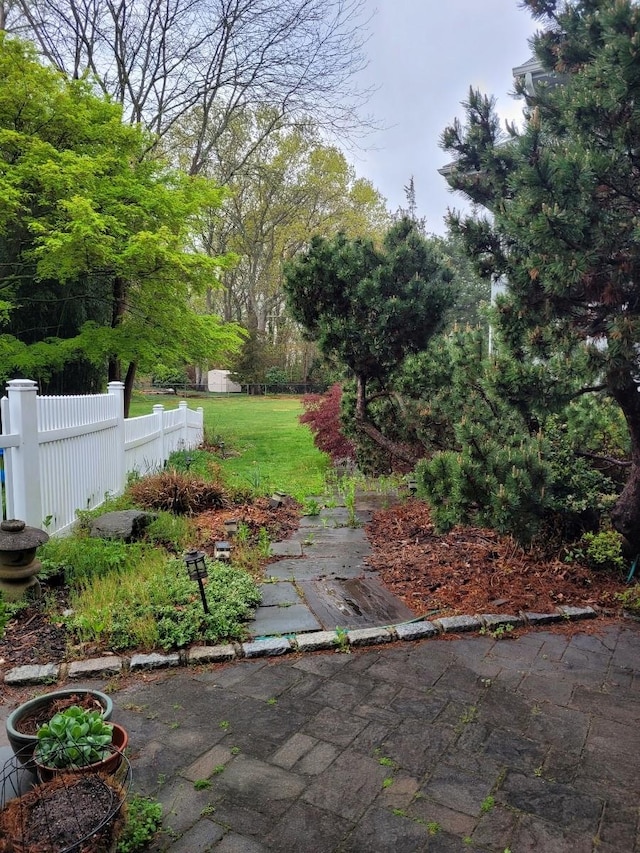 view of yard featuring fence