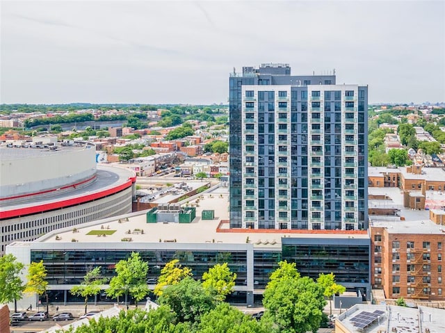 birds eye view of property featuring a city view