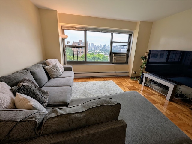 21-20 33rd Rd Unit 10B, Astoria, NY 11106 - living area with a baseboard heating unit and cooling unit