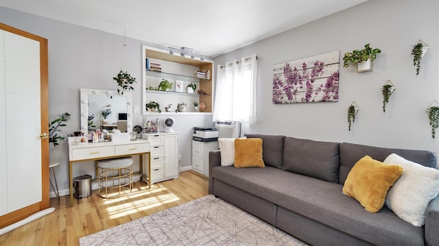 living room with light wood-type flooring