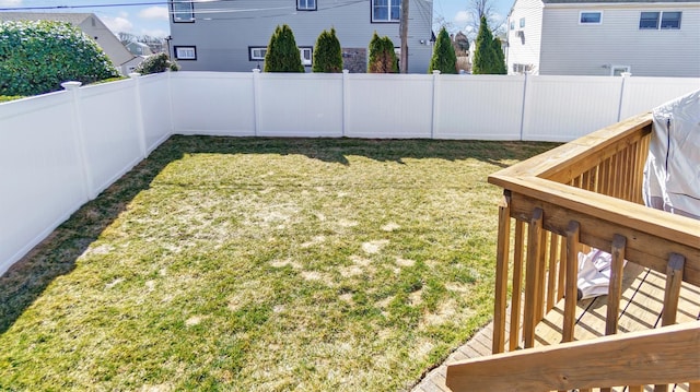 view of yard featuring a fenced backyard