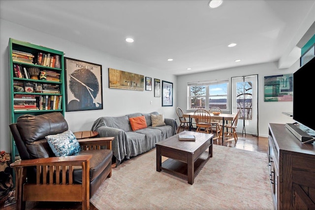 living area with recessed lighting