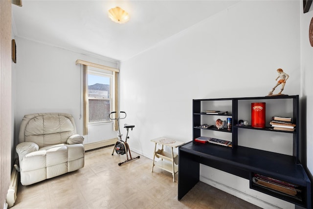 sitting room with tile patterned floors