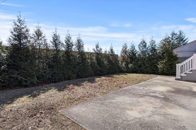 view of yard with a patio and fence