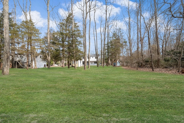 view of yard with stairs