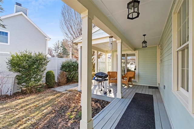 deck featuring fence