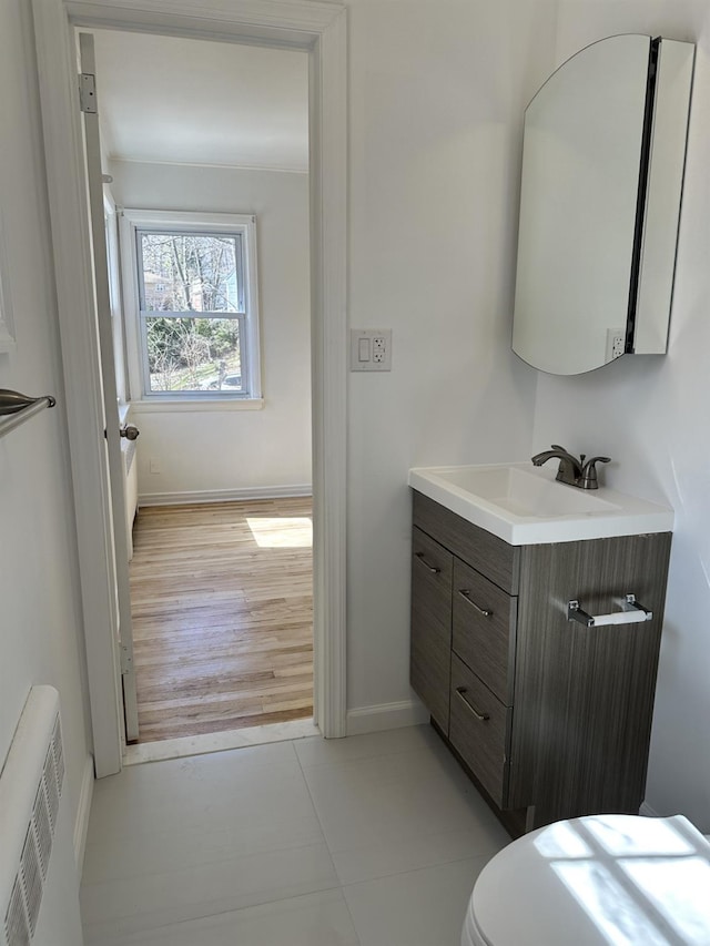 21 Ravine Rd, Great Neck, NY 11023 - bathroom with tile patterned flooring, vanity, and baseboards