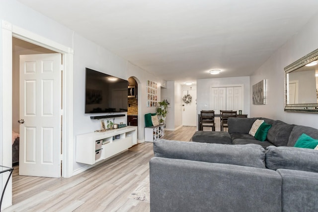 living area featuring light wood-type flooring