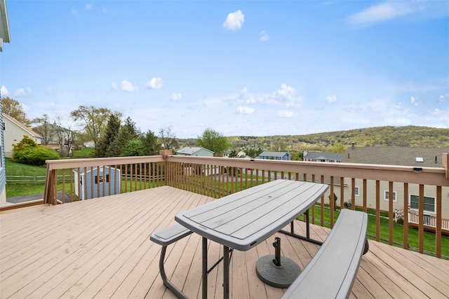 deck featuring a yard