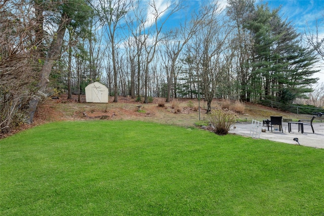 101 Grissom Way, Hauppauge, NY 11788 - view of yard with a storage shed, an outdoor structure, and a patio area