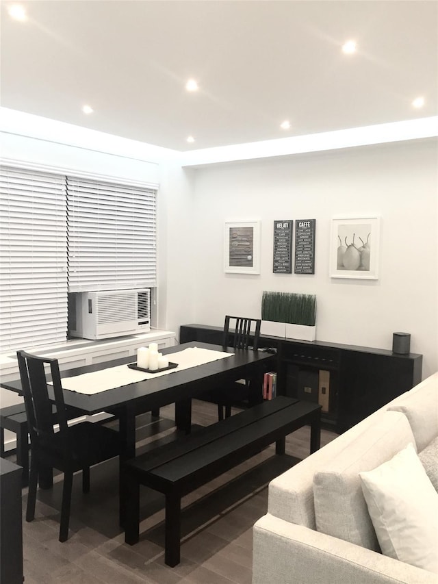 dining space with cooling unit and recessed lighting