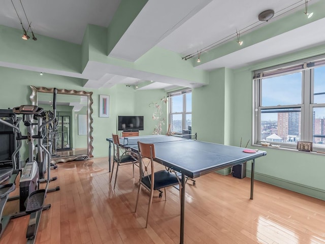 10740 Queens Blvd Pha, Pha, Forest Hills, NY 11375 - game room with rail lighting and hardwood / wood-style flooring