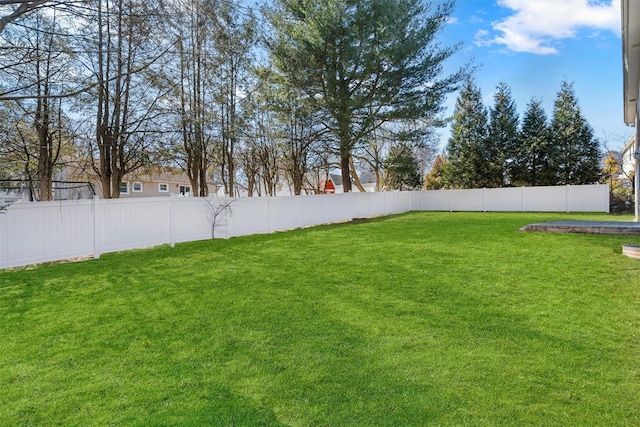 view of yard featuring a fenced backyard