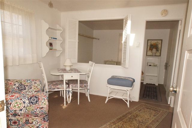 view of carpeted dining space