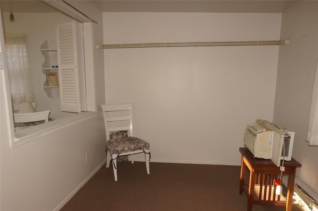 interior space featuring baseboards and carpet