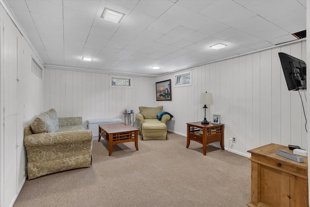 view of carpeted living area