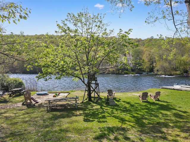 water view featuring a view of trees