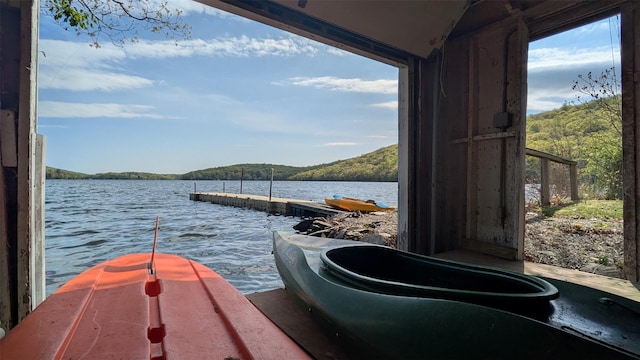 view of dock featuring a water view