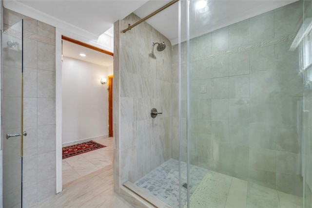 bathroom featuring a shower stall