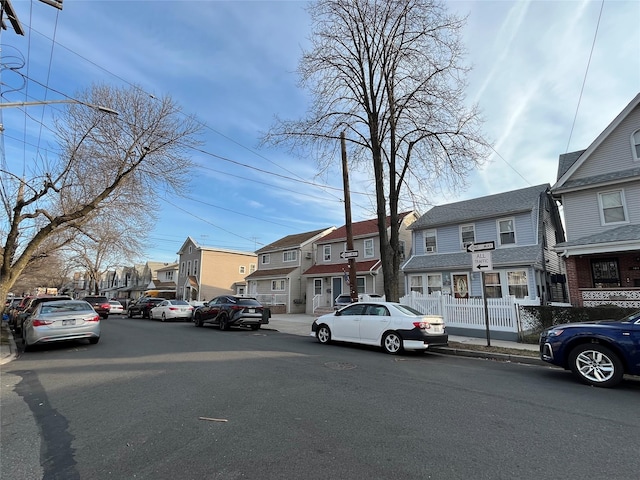 view of road featuring a residential view