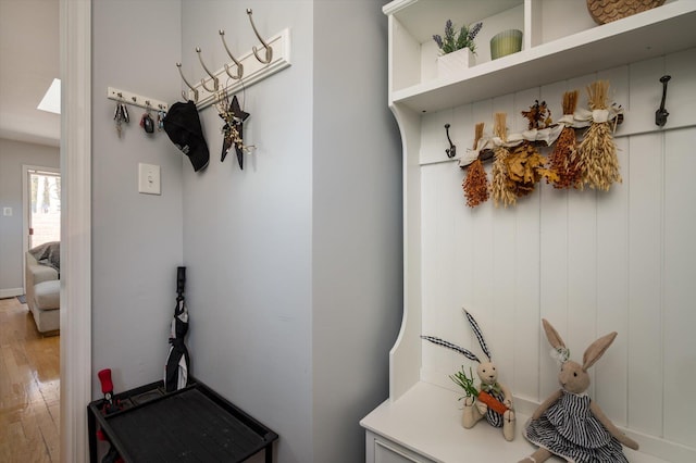 mudroom featuring light wood-type flooring