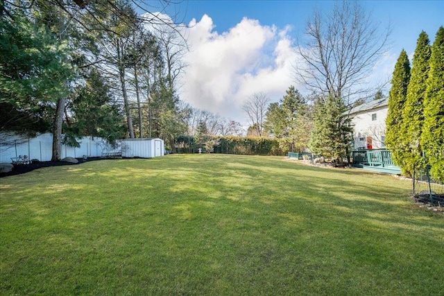 69 Leber Rd, Blauvelt, NY 10913 - view of yard with an outdoor structure, a shed, and a fenced backyard