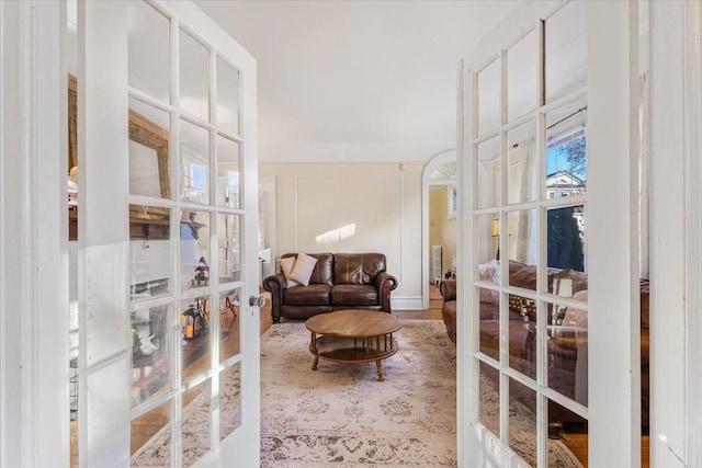 living area with french doors