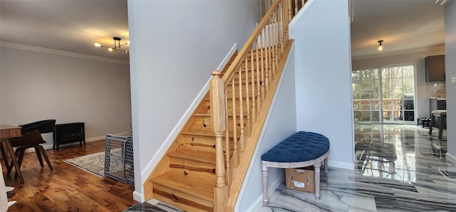 164 Lake Shore Dr E, Rock Hill, NY 12775 - staircase with ornamental molding and baseboards