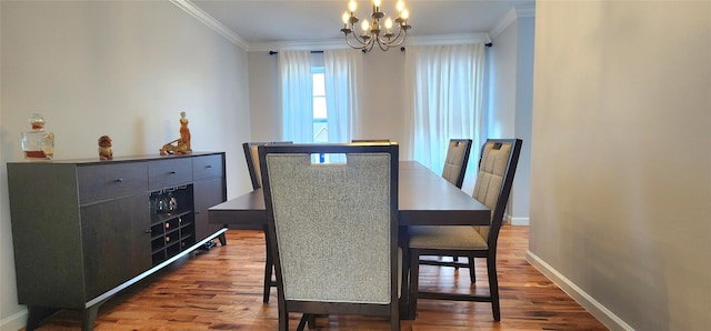164 Lake Shore Dr E, Rock Hill, NY 12775 - dining area with a chandelier, wood finished floors, and crown molding