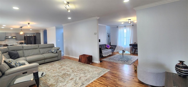 164 Lake Shore Dr E, Rock Hill, NY 12775 - living area featuring crown molding, light wood-style floors, and recessed lighting