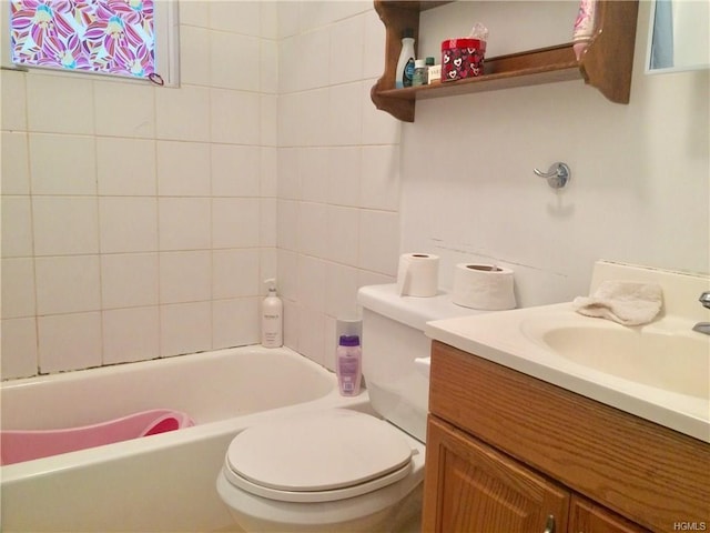 full bathroom featuring vanity and toilet