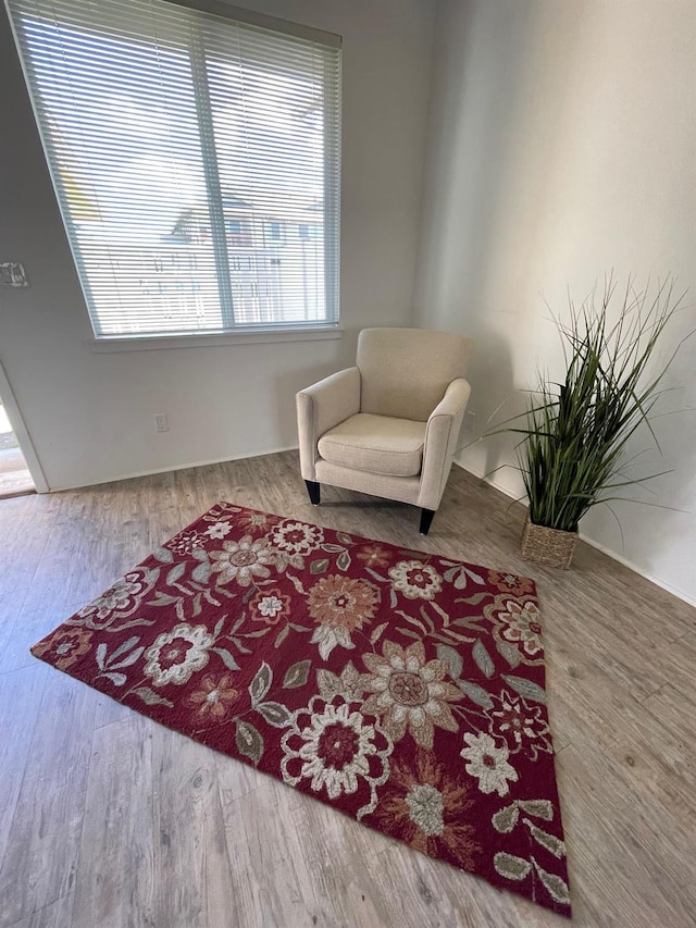 sitting room featuring wood finished floors