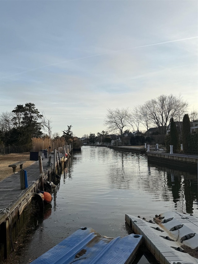 dock area featuring a water view