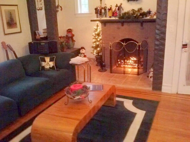 living room with wood finished floors