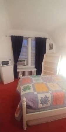 bedroom featuring radiator