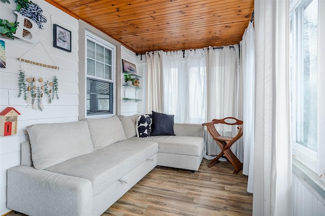 sunroom / solarium with wood ceiling