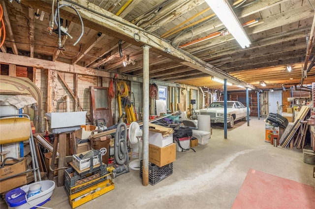 view of unfinished basement