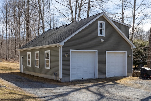 view of detached garage