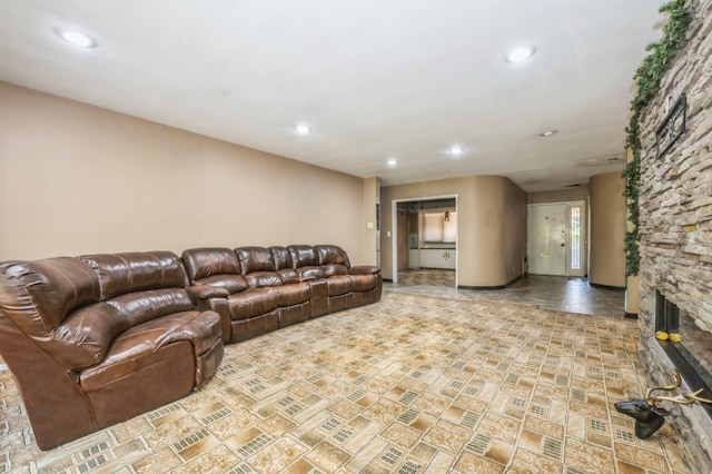 living area with recessed lighting