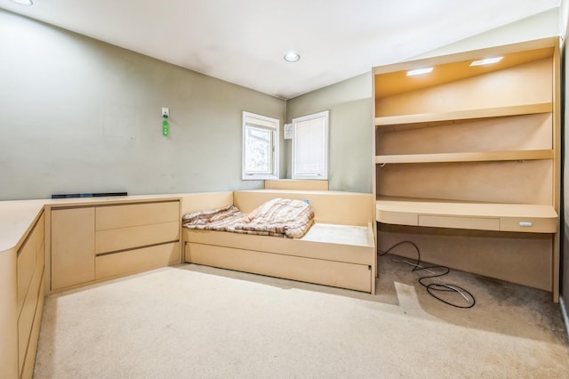 carpeted bedroom featuring recessed lighting