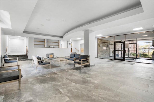 333 Bronx River Rd Unit 123, Yonkers, NY 10704 - building lobby with stairway and recessed lighting