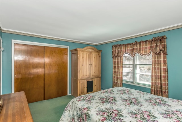 bedroom featuring a closet and carpet floors